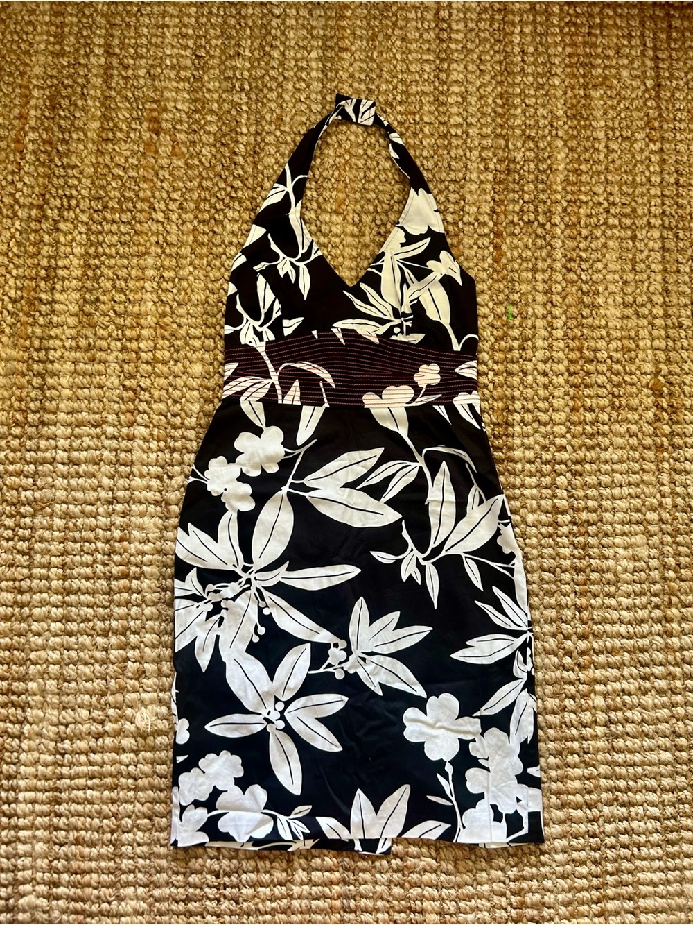Tommy Bahama Black and White Floral Halter Midi Dress